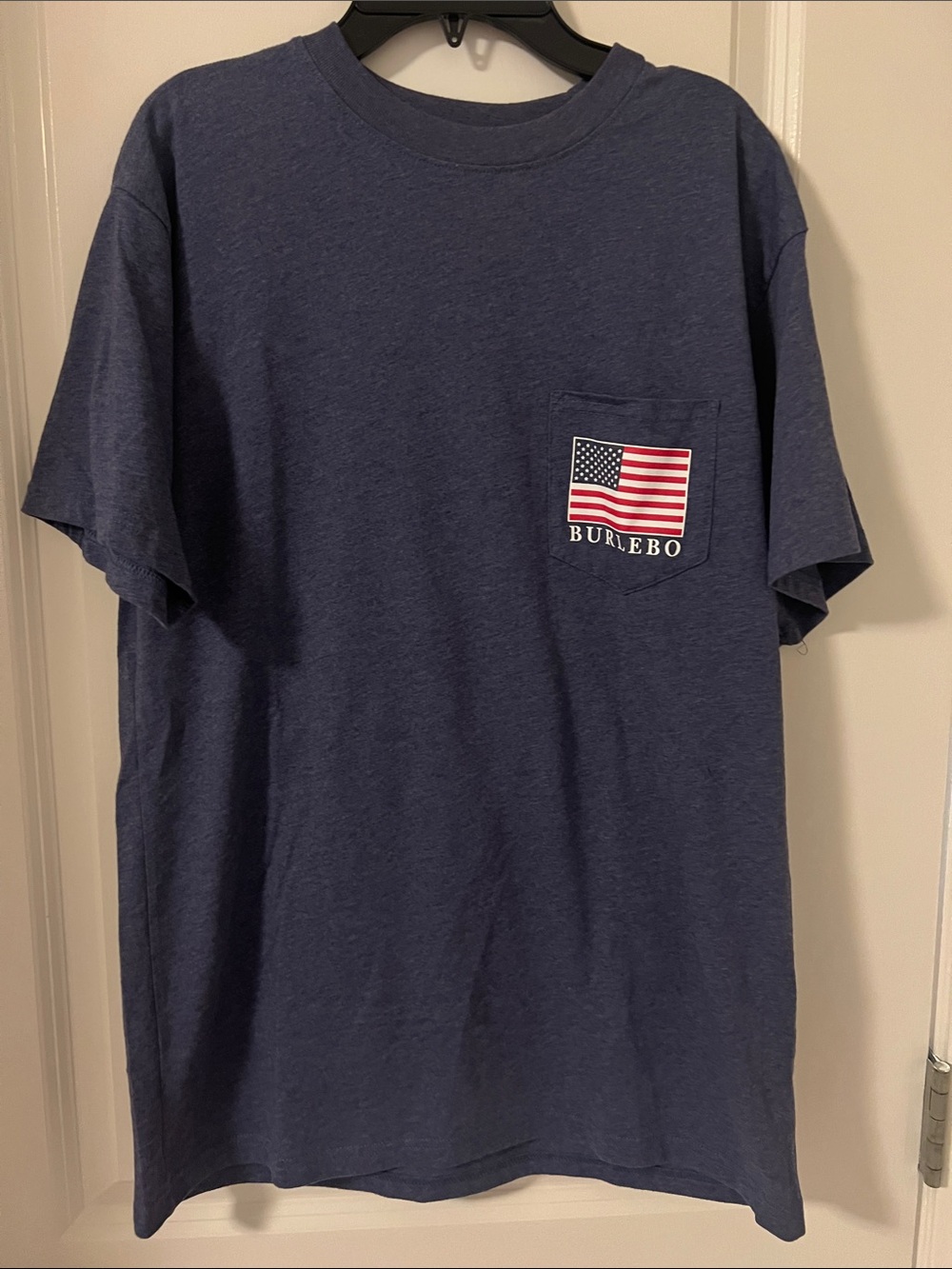 BURLEBO Navy Short-Sleeve Pocket Tee with Flag Patch